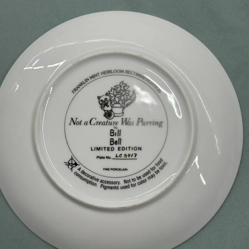 Not a Creature was Purring limited edition, porcelain collectible plate